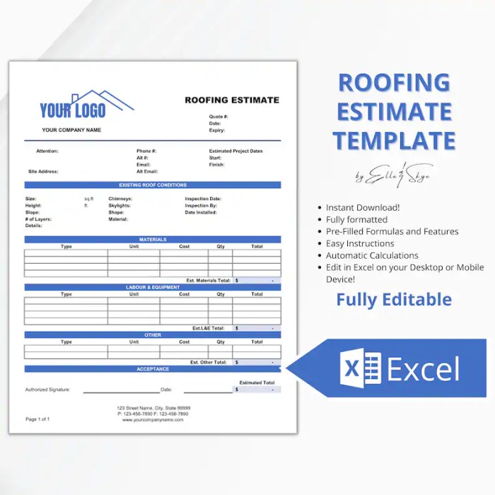 Roofing Quote Template - Word | Excel | PDF | Google Docs | Google ...