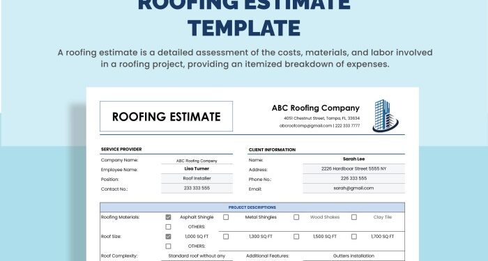 Roofing Estimate Template Free Download